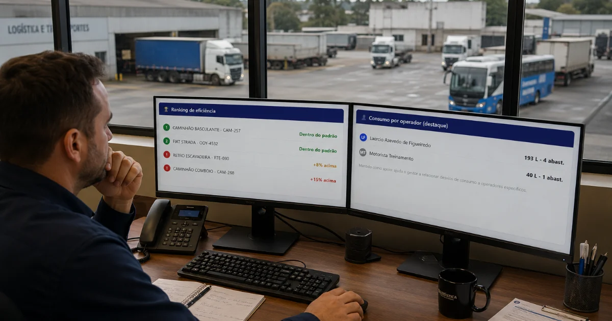 Painel do app de controle de combustível para transportadora com dashboard em tempo real