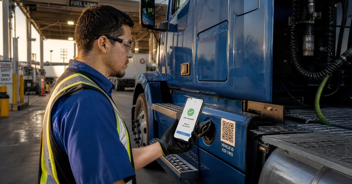 QR Code de identificação de caminhão em transportadora para sistema de controle de abastecimento
