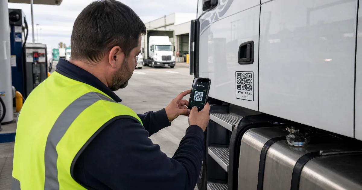 Sistema de controle de abastecimento para transportadora com operador usando app no pátio