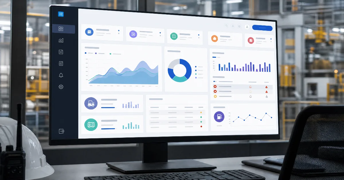 Painel do software de controle de abastecimento para metalurgia com dashboard de consumo em tempo real
